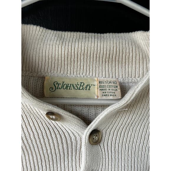 St. John’s Bay Cream Cotton Henley Sweater Women’s Small Vintage USA Made - Picture 2 of 4